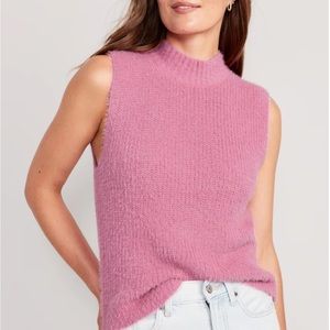 BNWT Old Navy Mock-Neck Eyelash Sweater Tank Top in Rose Gold